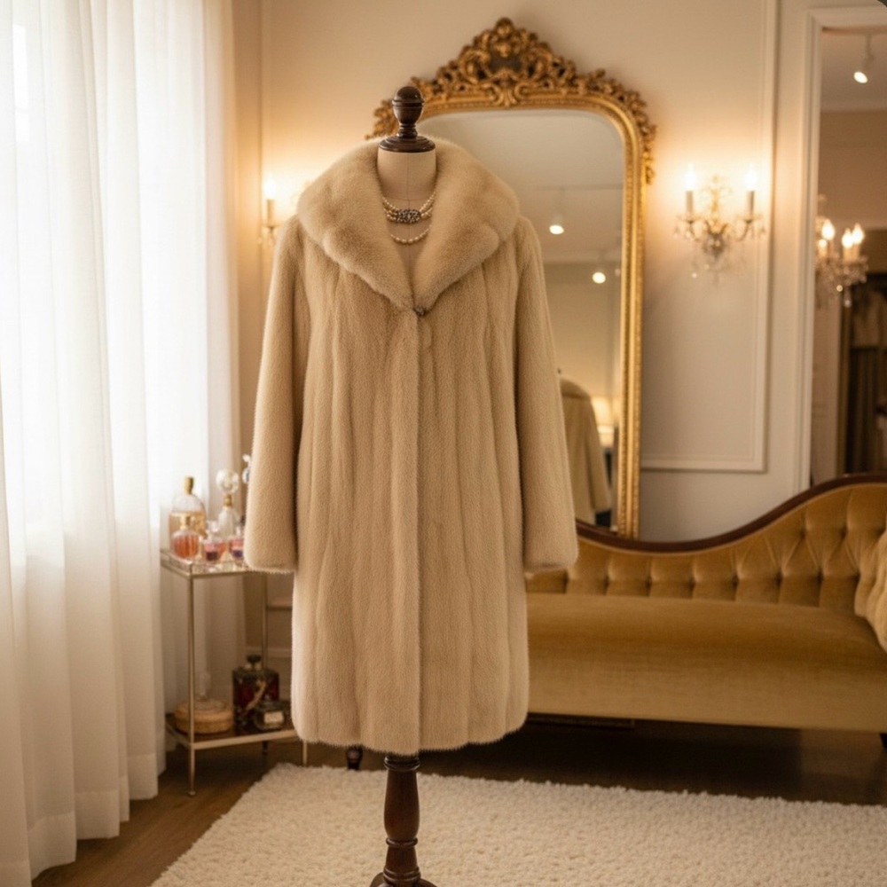 Luxurious Cream Mink Fur Teddy Coat